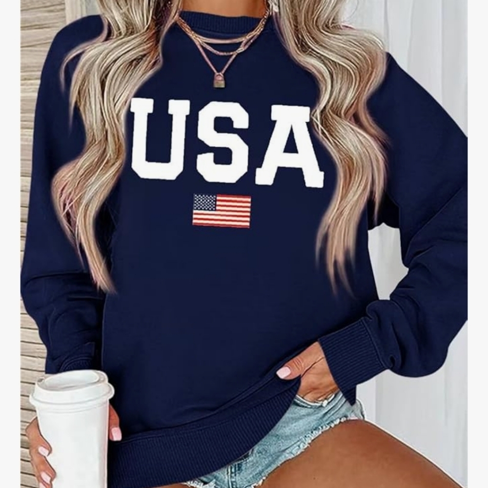 USA American Flag Patriotic Sweatshirt NWT